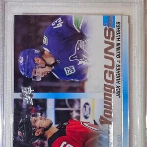 2019 Upper Deck Young Guns #250 Jack & Quinn Hughes - PSA Mint 9 TEAM USA 2026